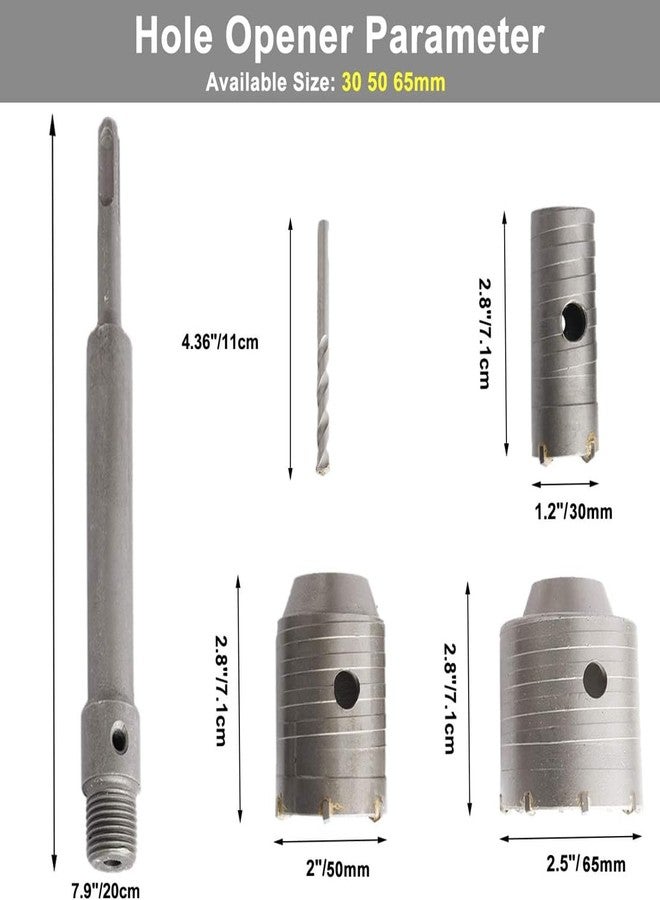 uptodateproducts مجموعة مثقاب ثقب الجدران من Uptodateproducts، مقاسات 65 مم، 50 مم، 30 مم، بساق SDS Plus، مناسبة للطوب والخرسانة والأسمنت والحجر، بطول 300 مم. - Image 2